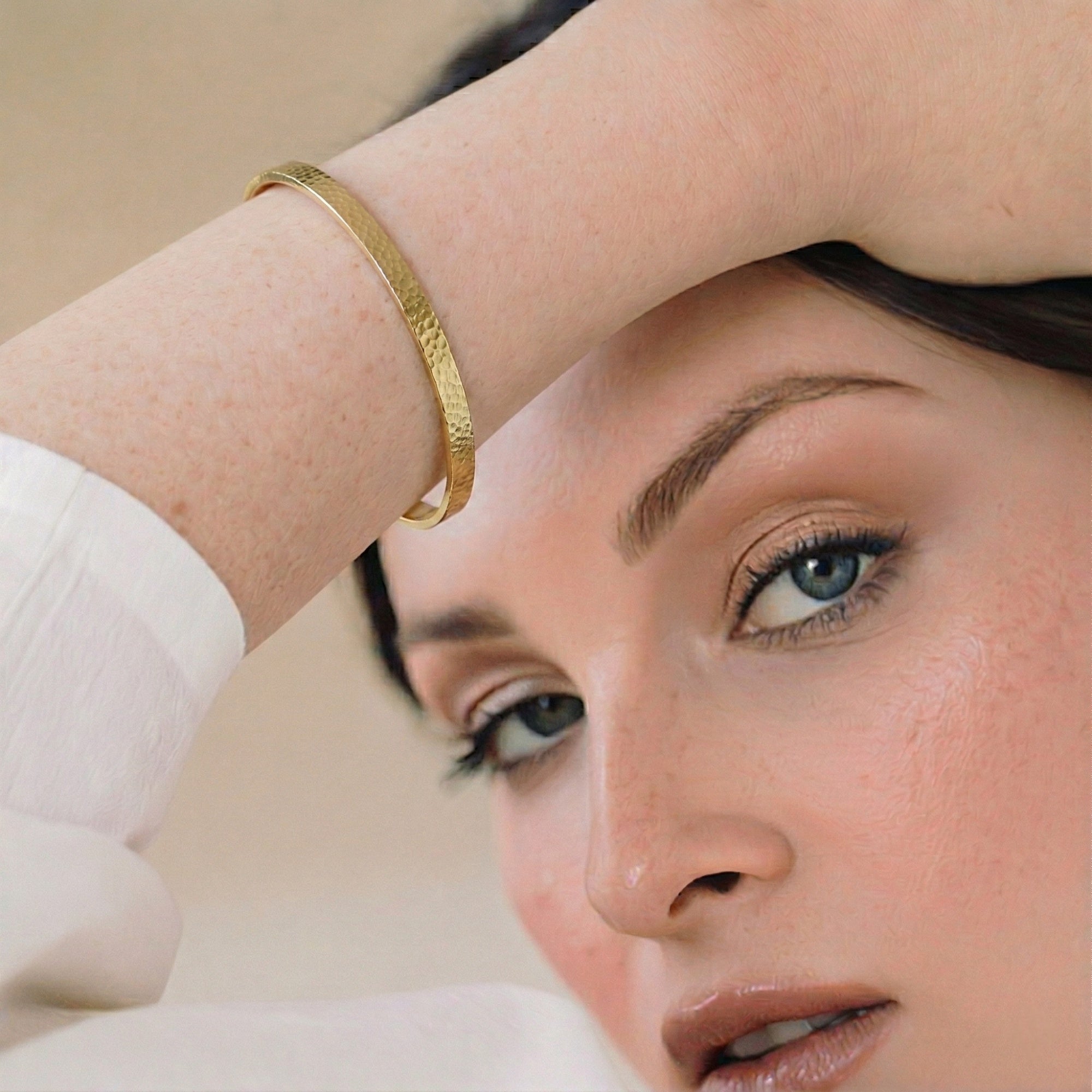 14K Textured Gold Open Cuff Bracelet