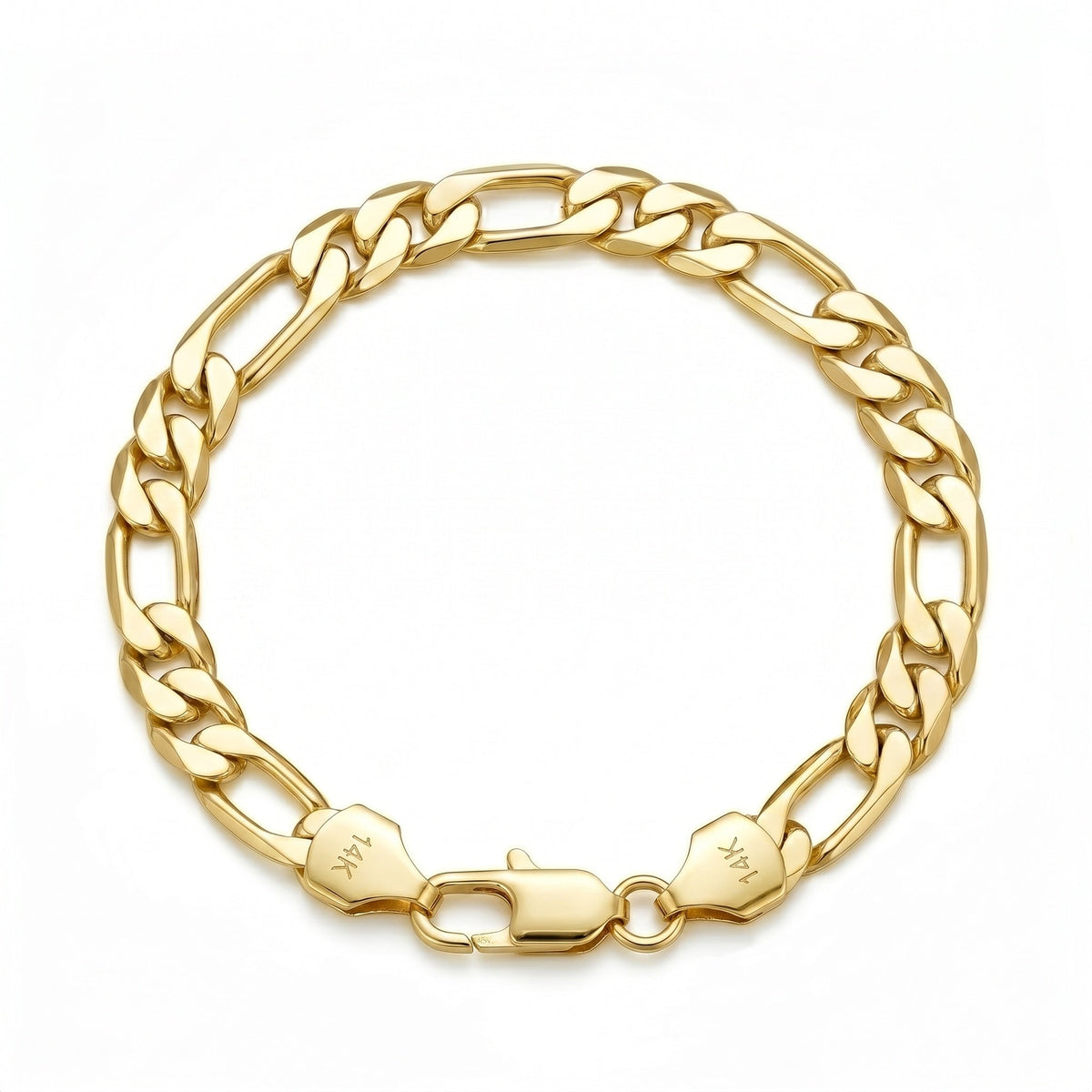 14K Gold Hand-Finished Figaro Bracelet