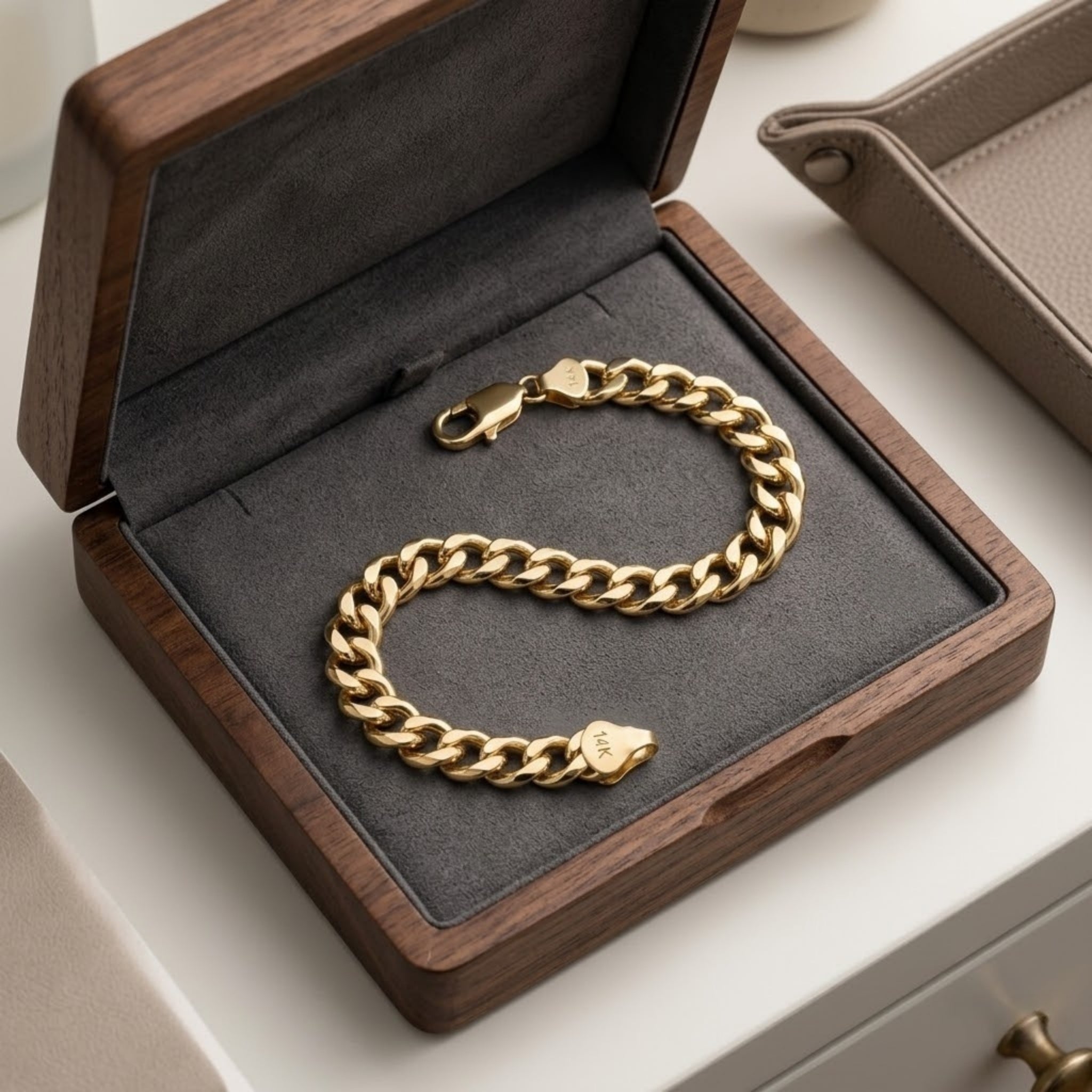 14K Gold Solid Handcrafted Cuban Link Bracelet